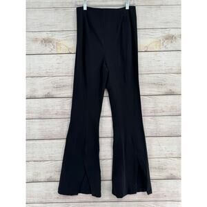 Free People Split Hem Flare Pants Womens Small Black Ponte Knit Back Zip